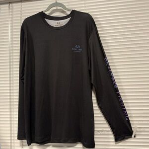 Realtree t-shirt, largemouth bass overlaid on an American flag